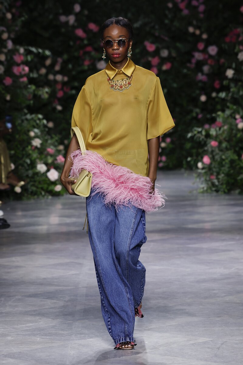 Marigold Sheer Crepe Tunic with Feathered Hem 1