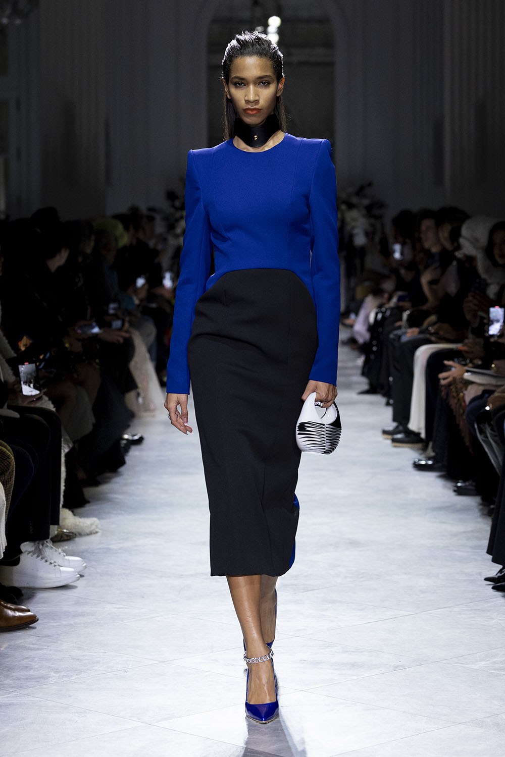 Yves Blue And Onyx Color Blocked Sheath Dress