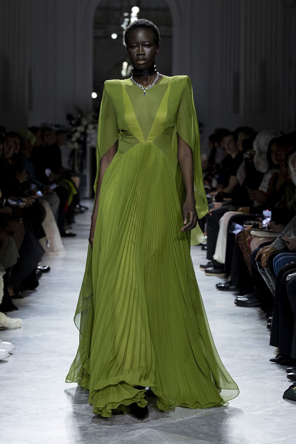 Silk Chiffon Pleated Cactus Gown