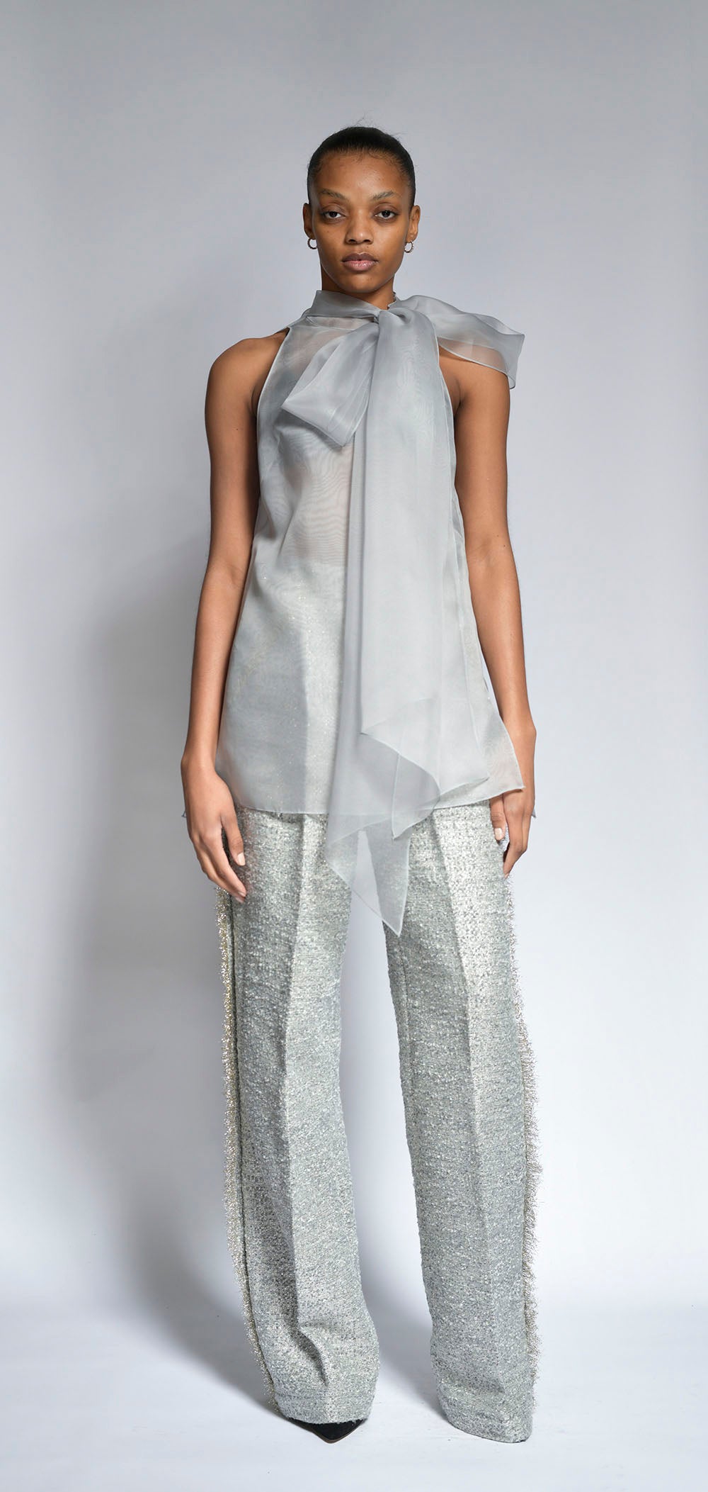 Cloud Silk Organza Blouse with Bow Detail