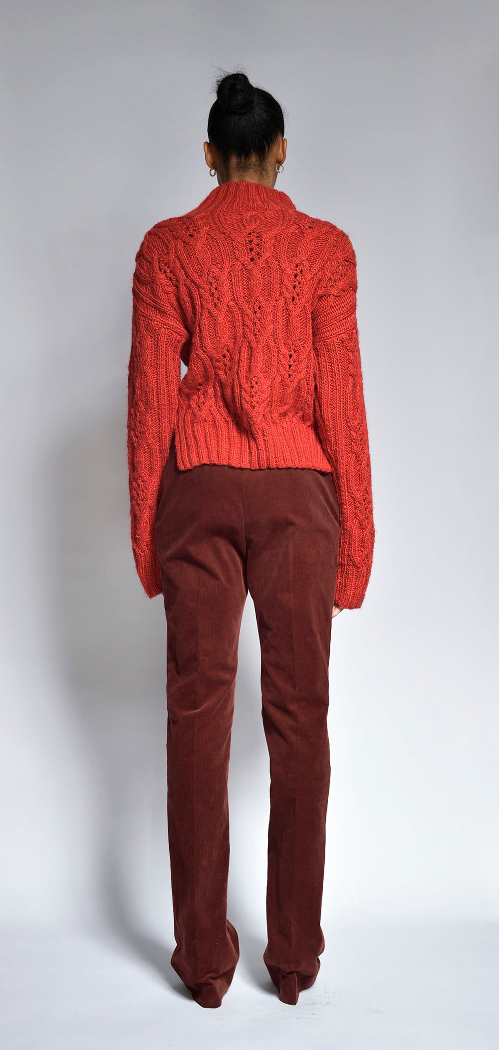 Claret Corduroy Slim Trousers