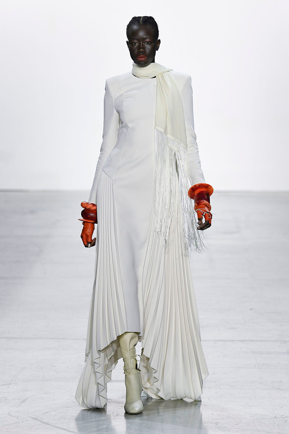 Stone Cady Dress with Pleated Skirt