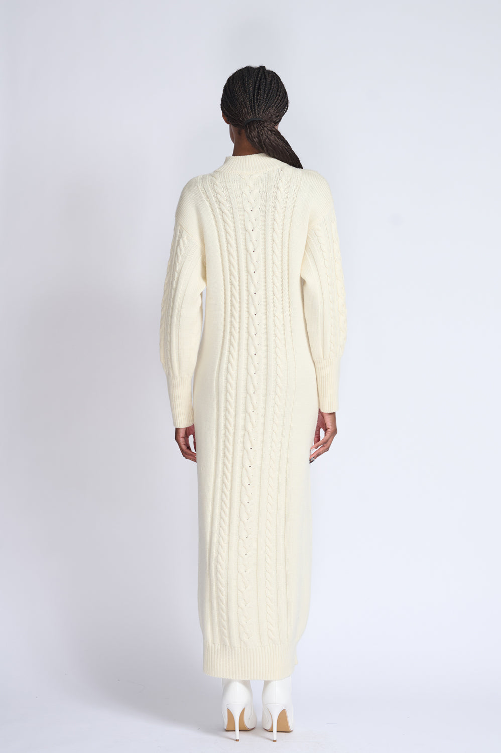 Ivory Cashmere Cable Knit Dress