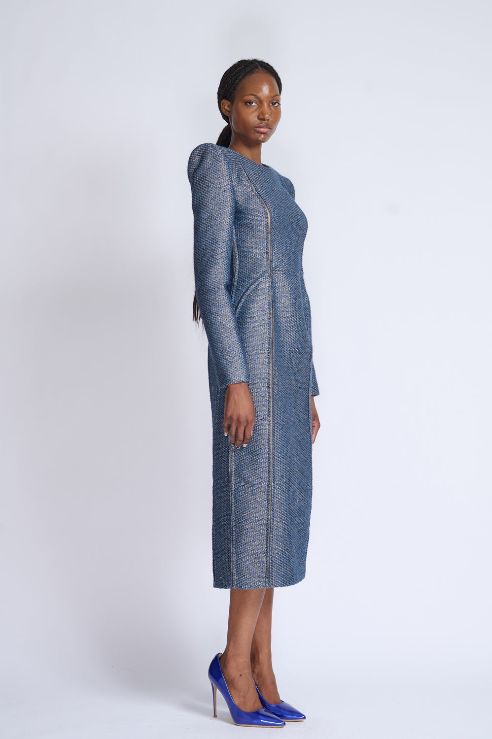 Beehive Tweed Sheath Dress With Cracked Seam Detail 2