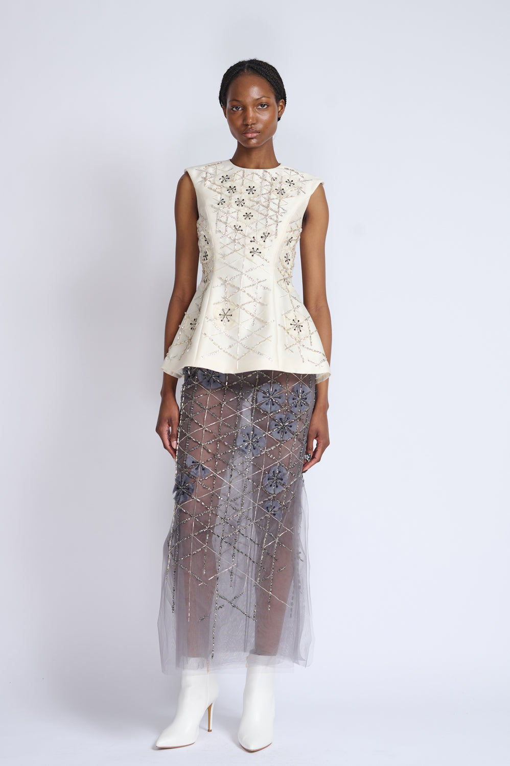 Crystal Lattice Embroidery Gazaar Top 1