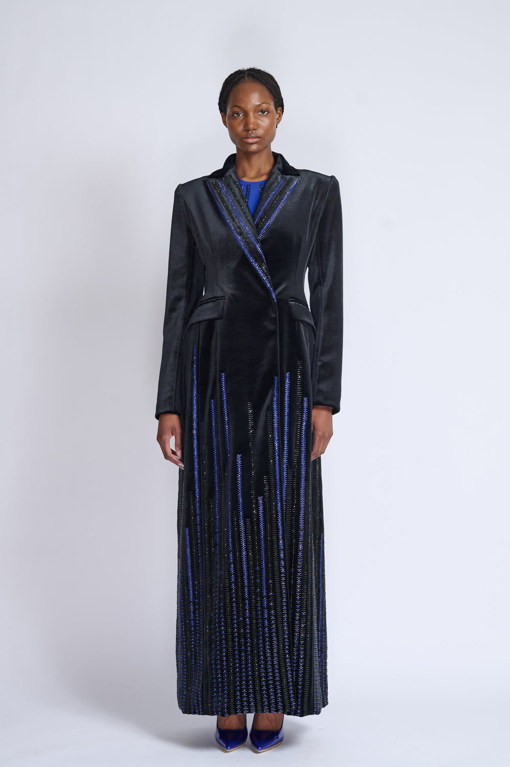 Rayure Embroidered Velvet Refer Coat 1