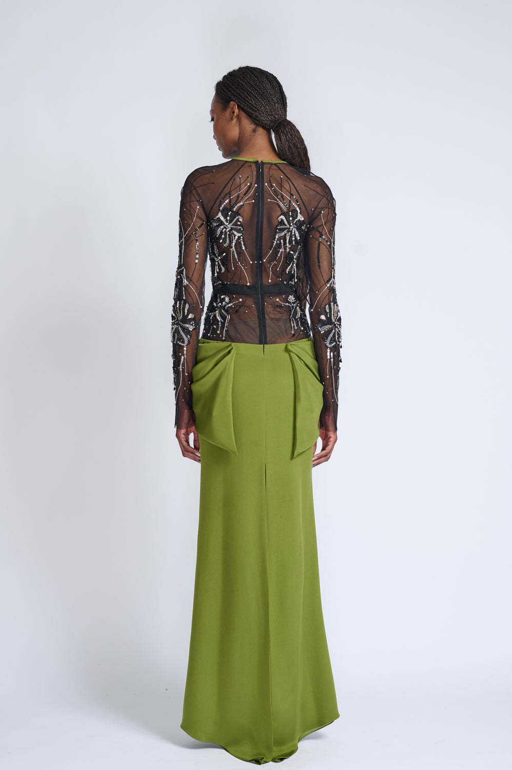 Cactus 4Ply Crepe Gown With Onyx Fleur Embroidery Gown 3