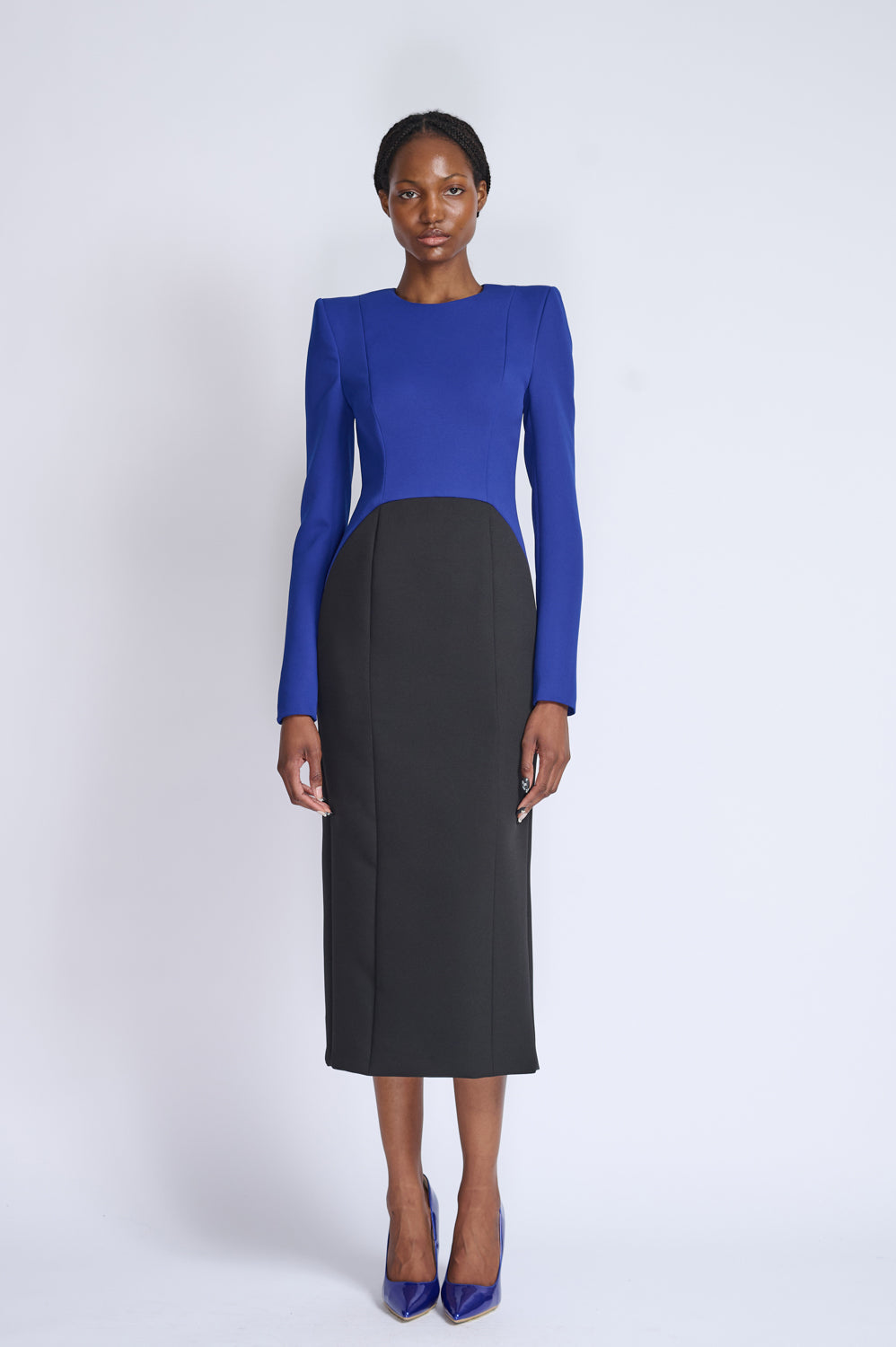 Yves Blue And Onyx Color Blocked Sheath Dress 1