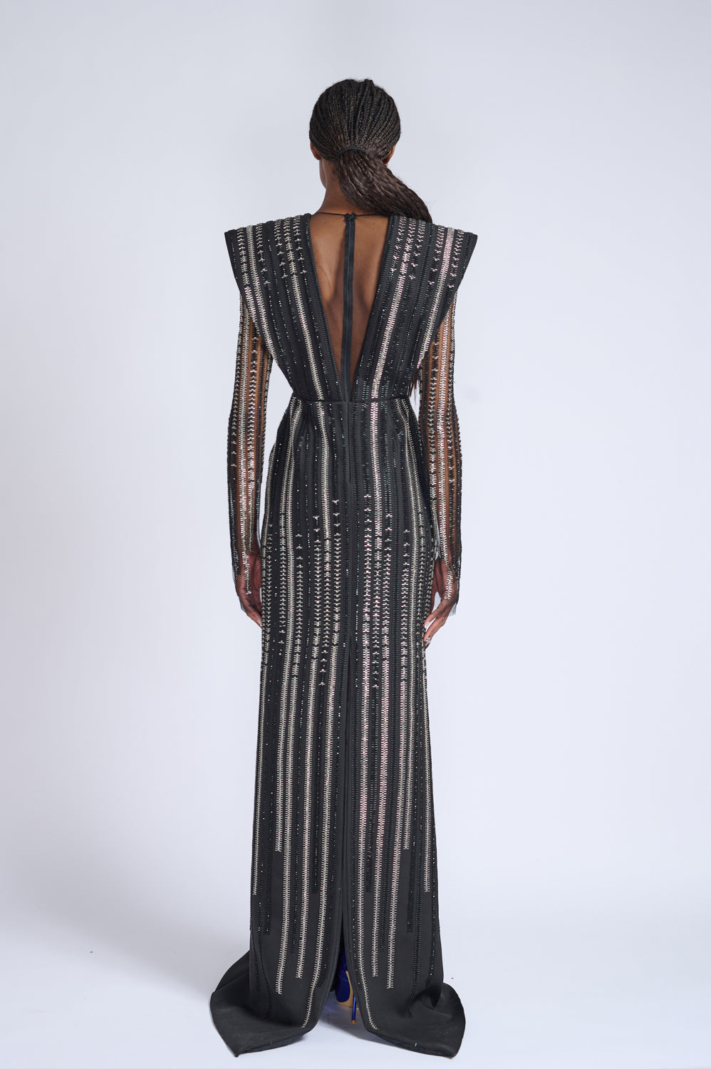 Rayure Embroidered Onyx Cady Alpha Gown 3