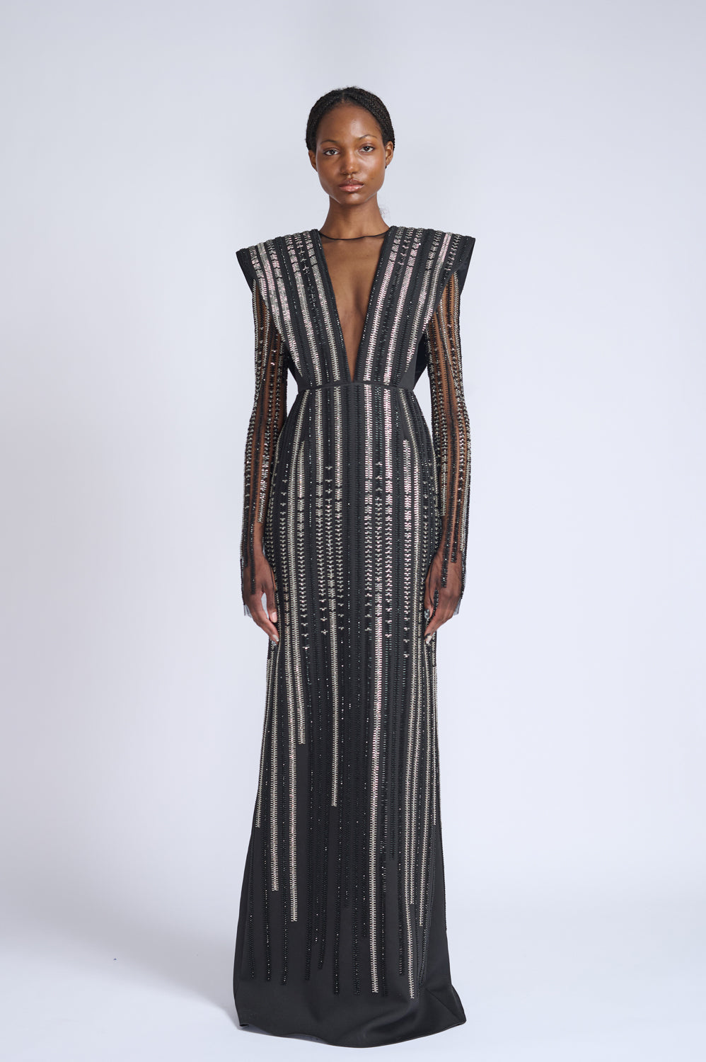 Rayure Embroidered Onyx Cady Alpha Gown 1