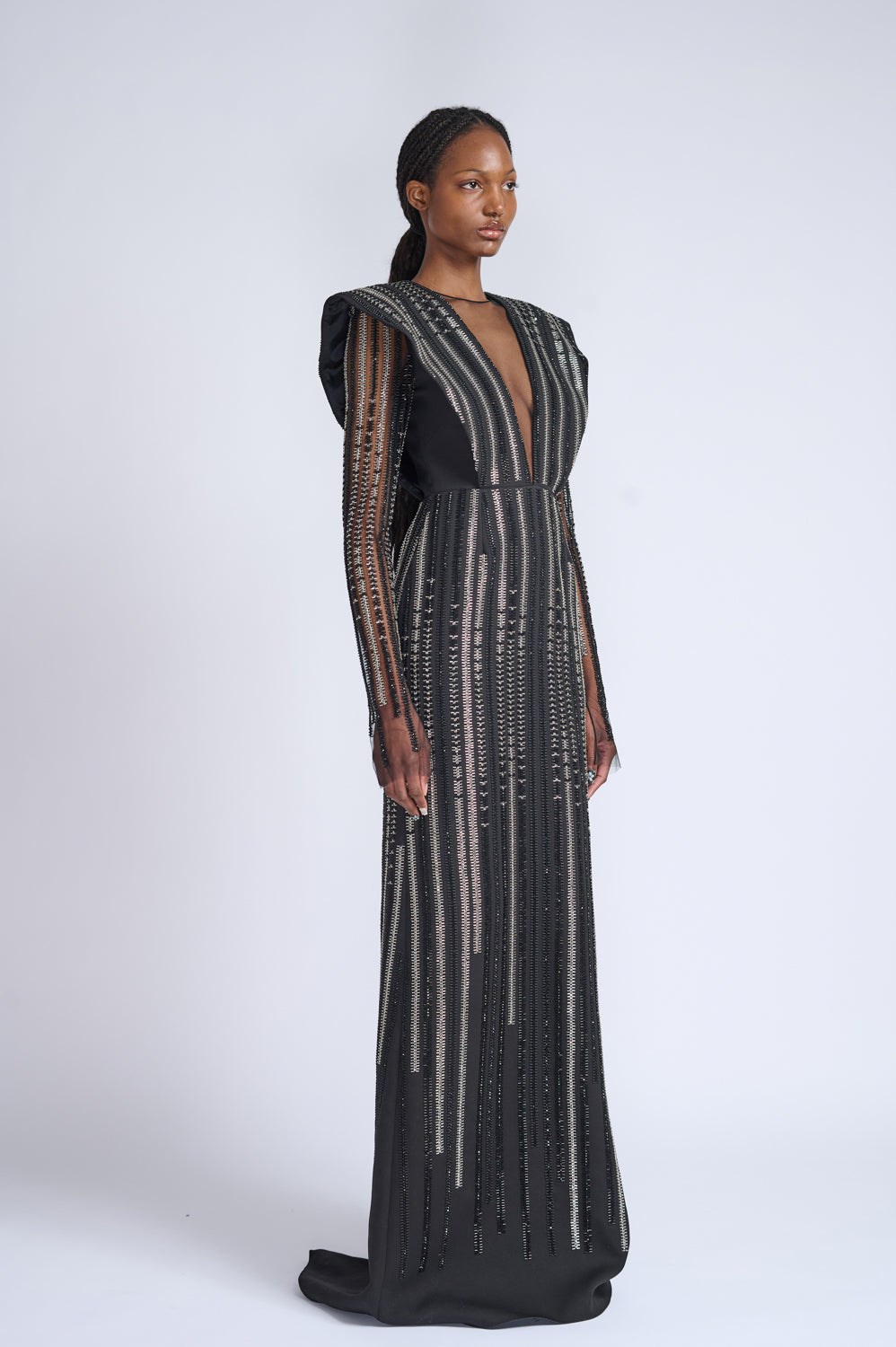 Rayure Embroidered Onyx Cady Alpha Gown 2