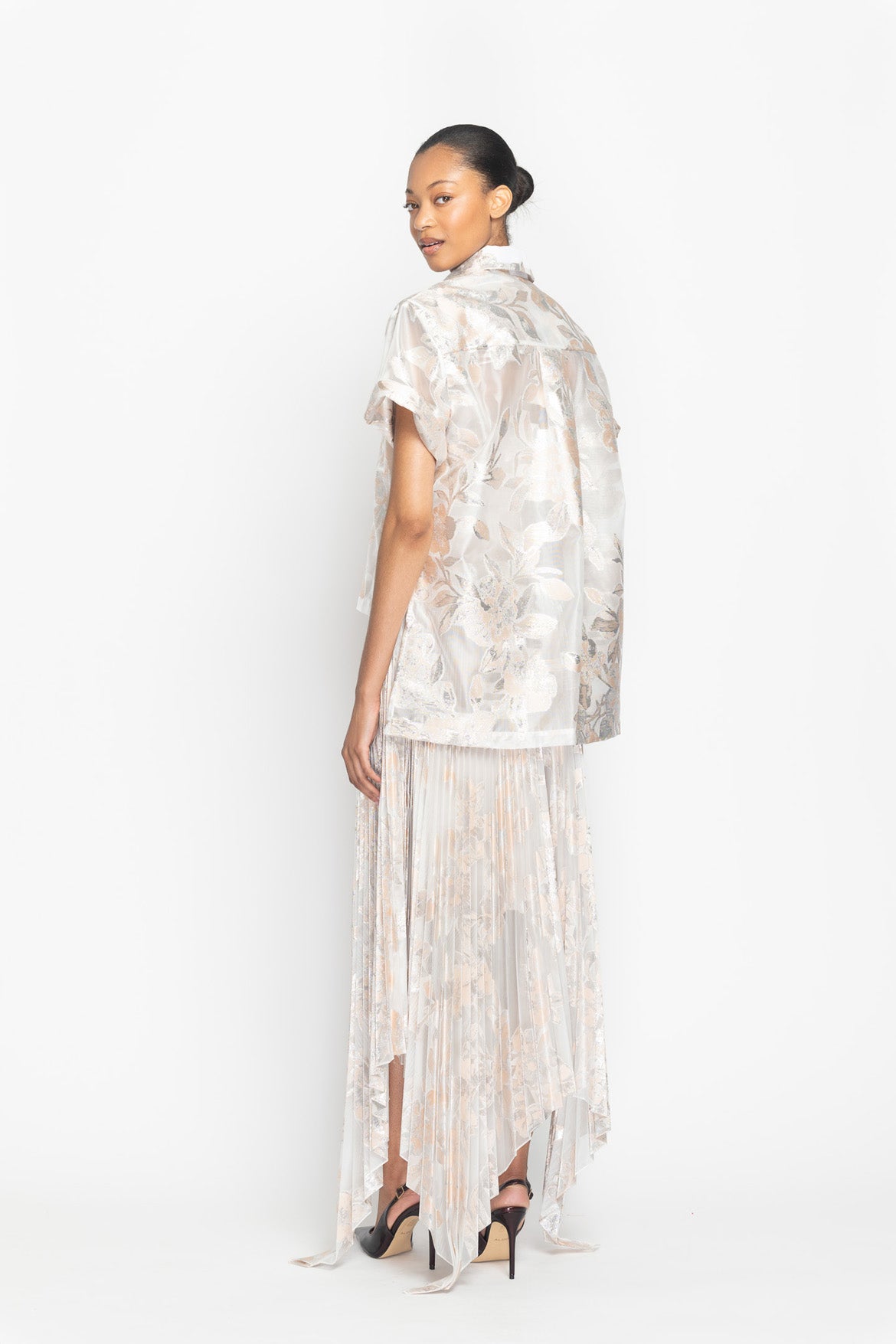Botanical Organza Jacquard Trench Top Side Two