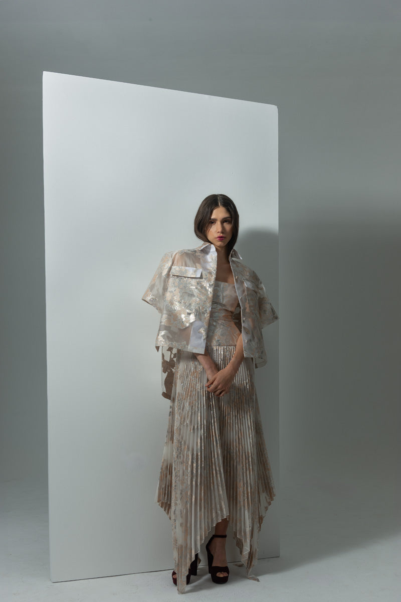 Botanical Organza Jacquard Trench Top Front Runway