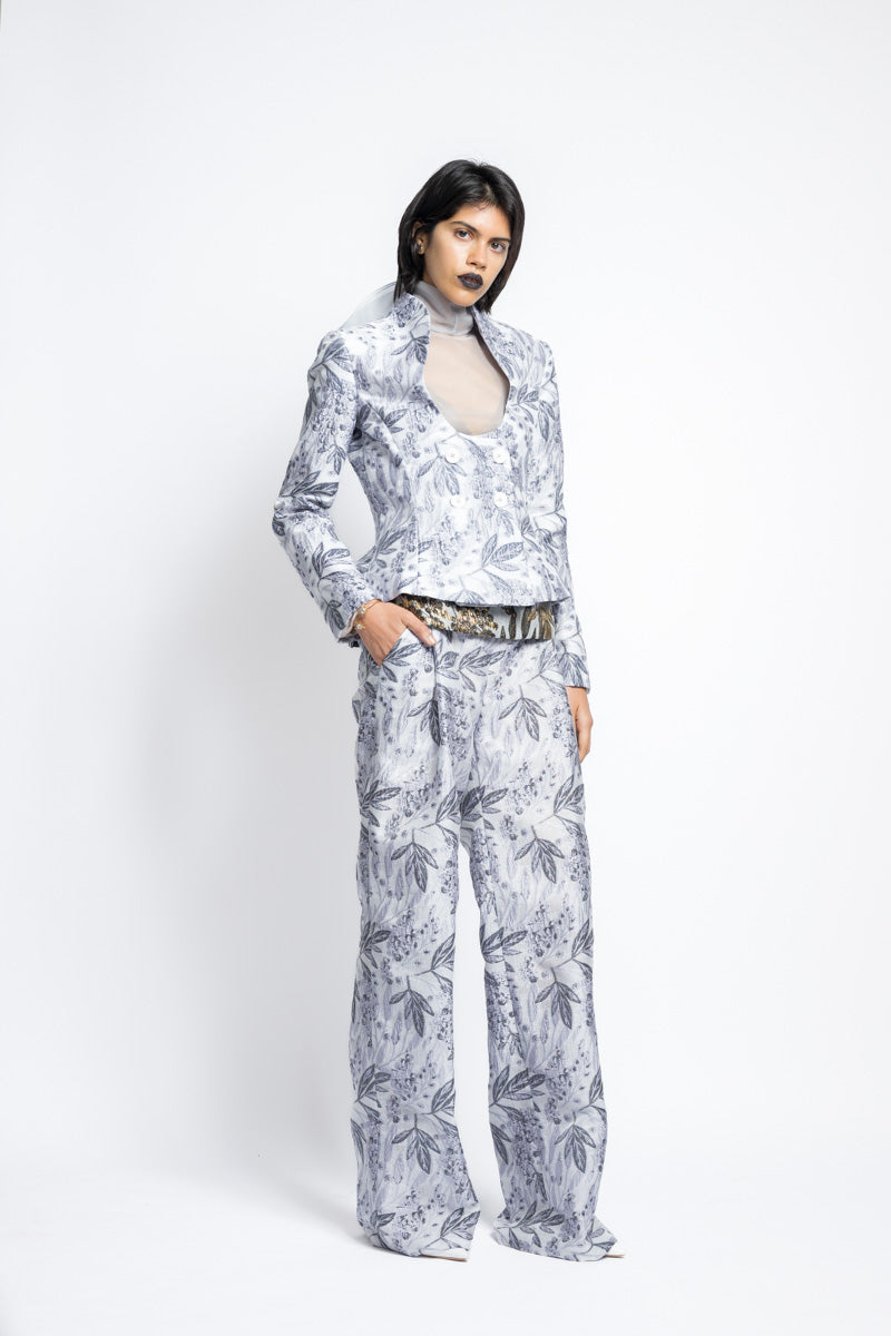 Bay Leaf Jacquard Double Breasted Jacket 3