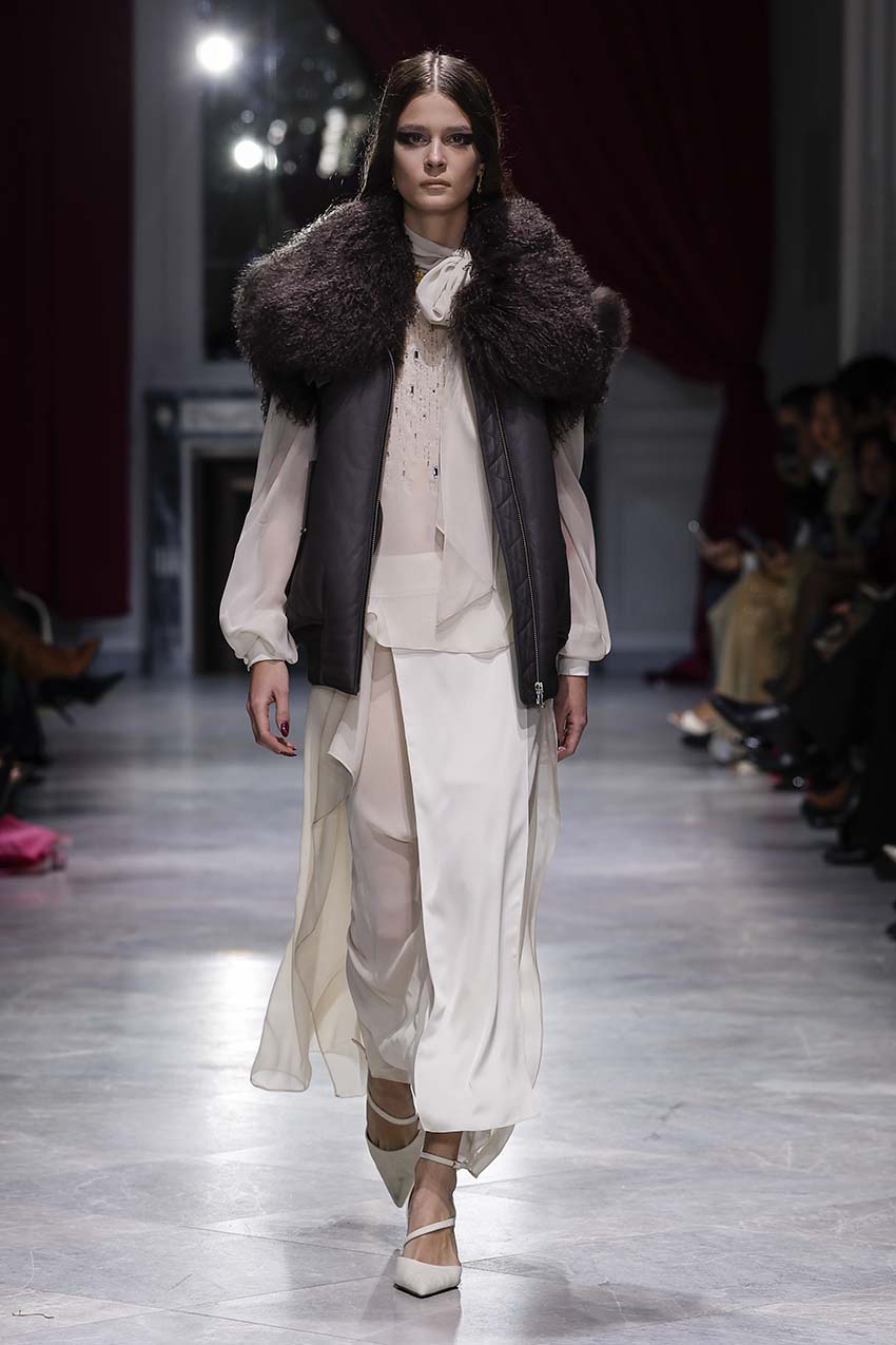Curly Shearling Vest Front Runway