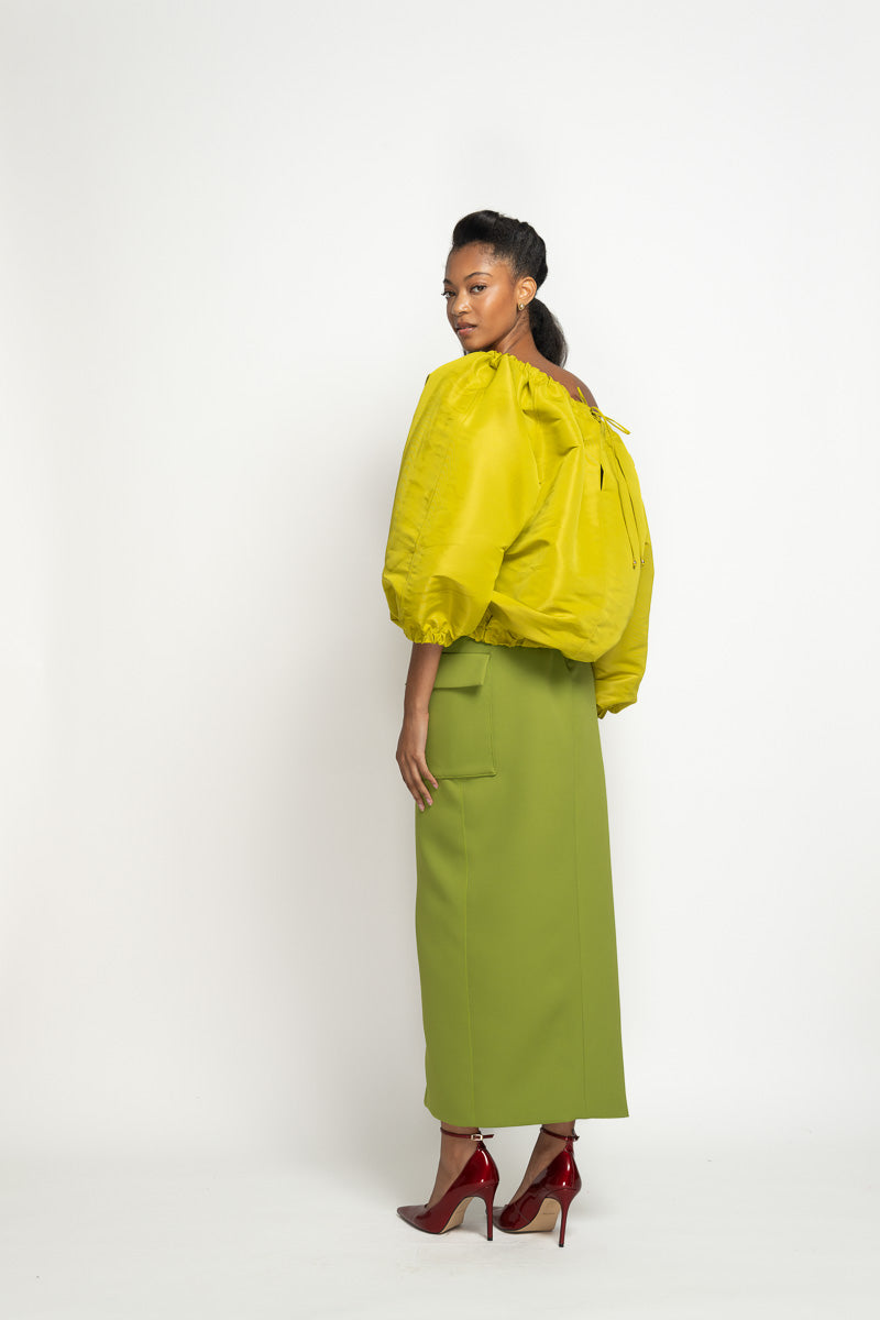 Chartreuse Faille Cloud Bomber Top 4