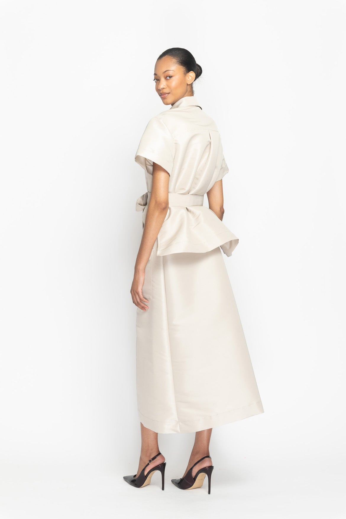 Stone Faille Trench Shirt Dress Side Two