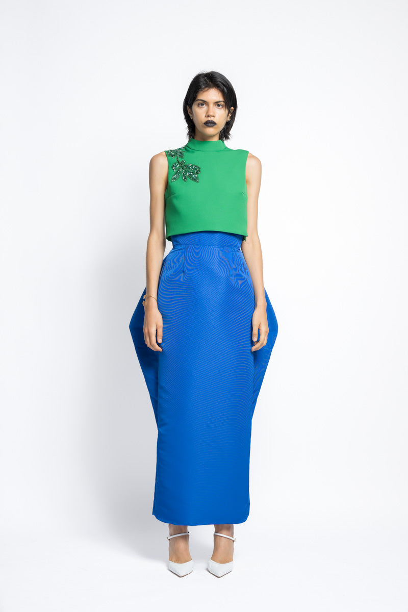 Cady Boxy Top With Bay Leaf Sequin And Crystal Embroidery 2