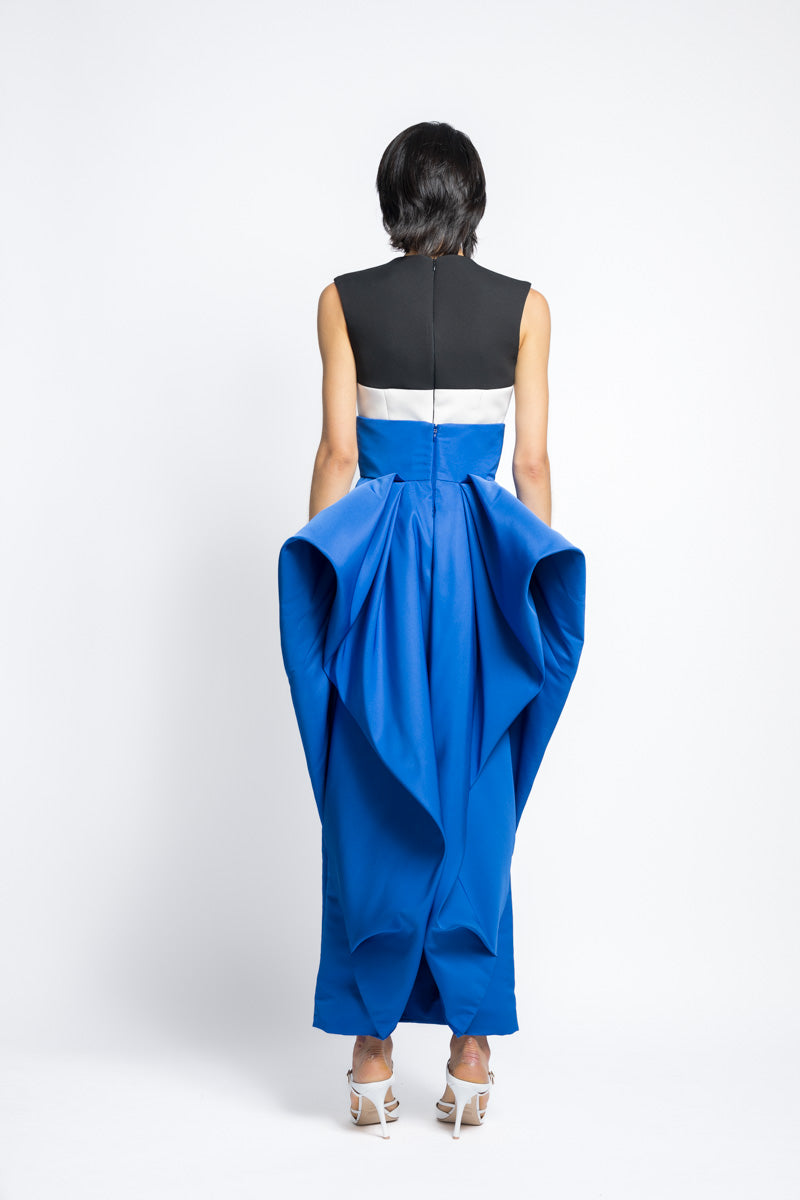 Faille Pencil Skirt With Petal Drape Back Detail 4