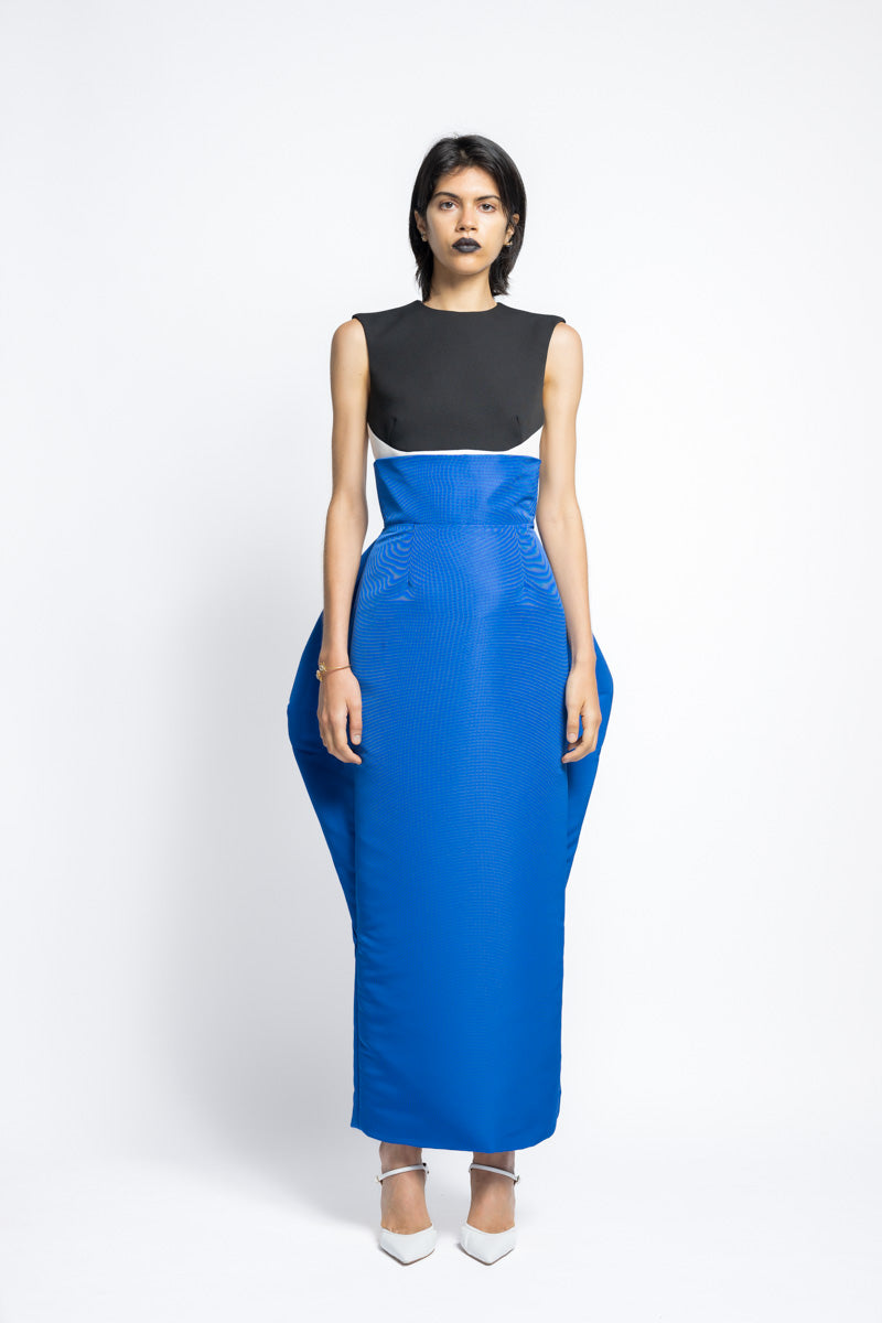 Faille Pencil Skirt With Petal Drape Back Detail 2