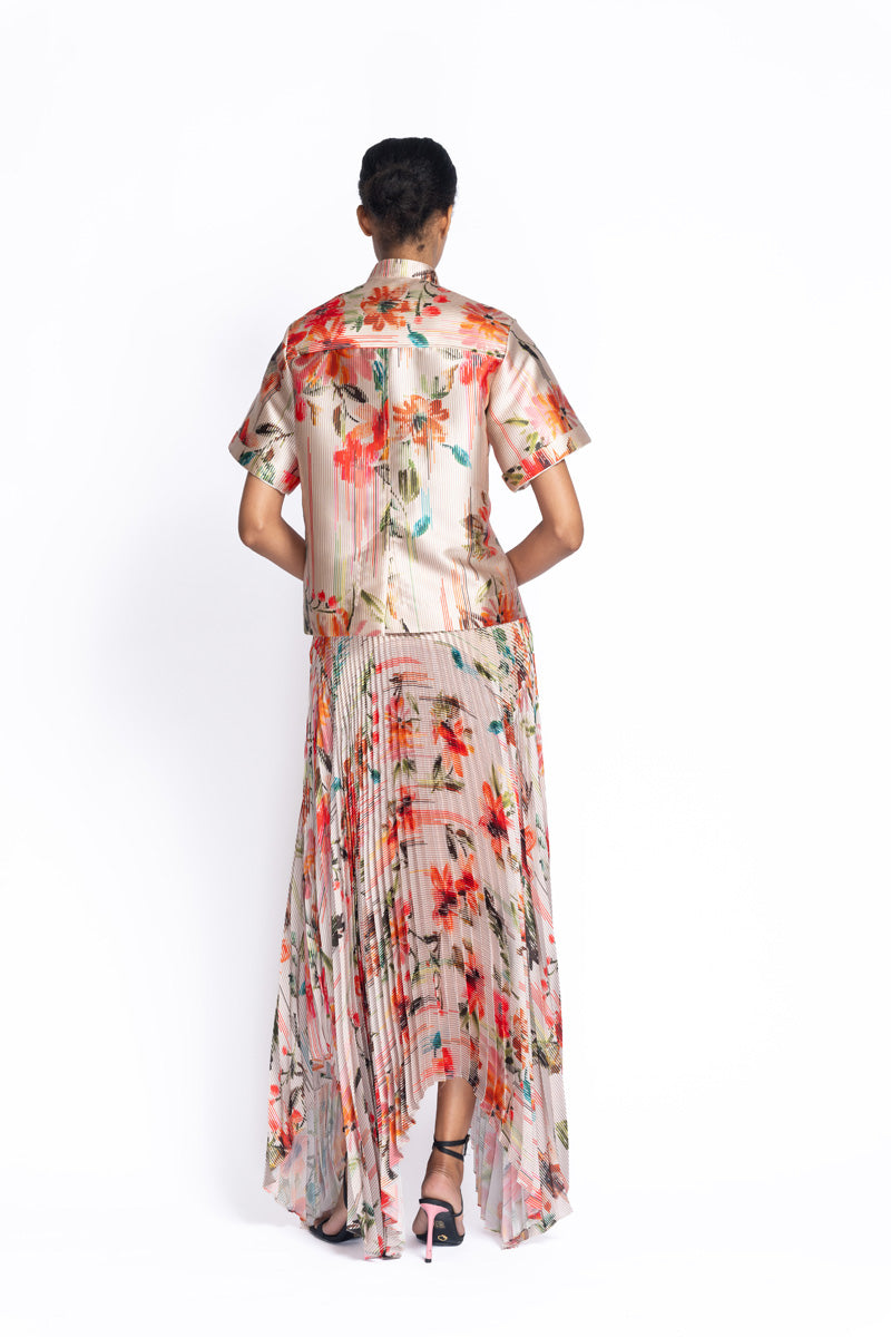 Luisa Print Mikado Button Up Top 5