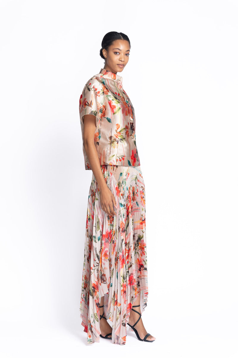 Luisa Print Twill Pleated Skirt 3