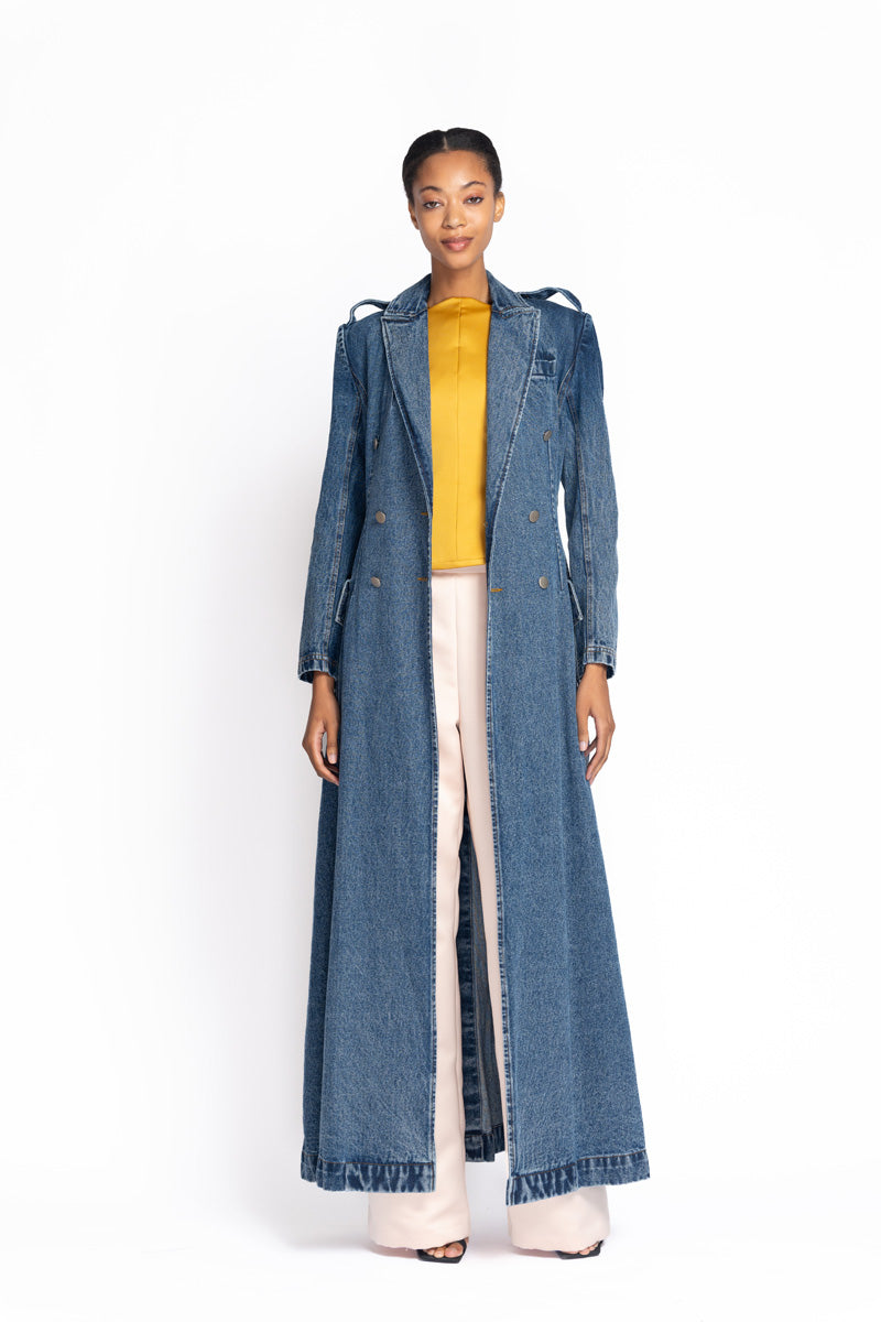 Indigo Denim Trench Coat 3