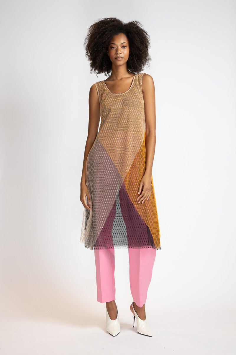 Tricolor Lattice Point D’Esprit Camisole Tunic 2