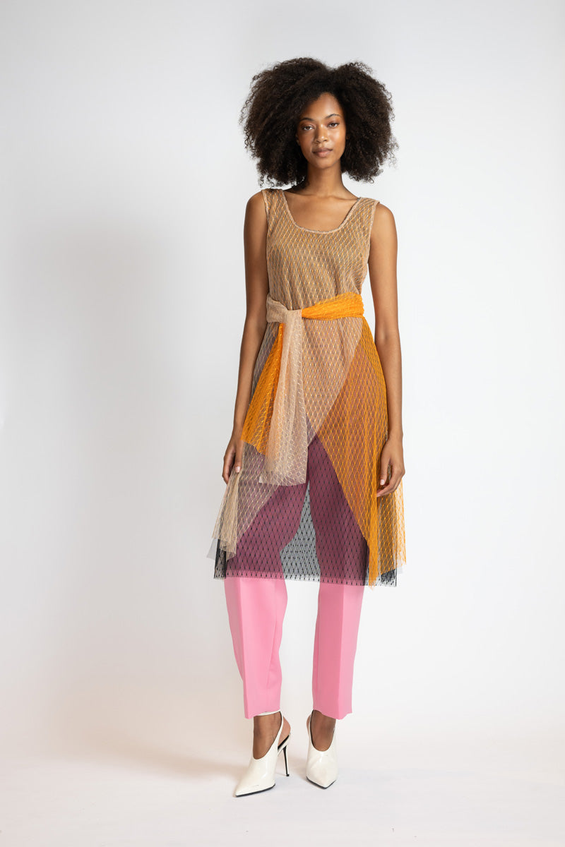 Tricolor Lattice Point D’Esprit Camisole Tunic 1