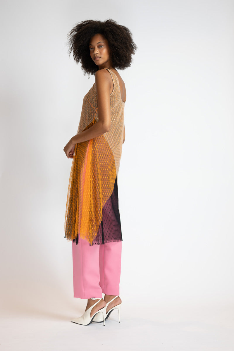 Tricolor Lattice Point D’Esprit Camisole Tunic 5