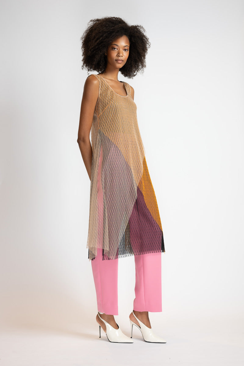 Tricolor Lattice Point D’Esprit Camisole Tunic 6