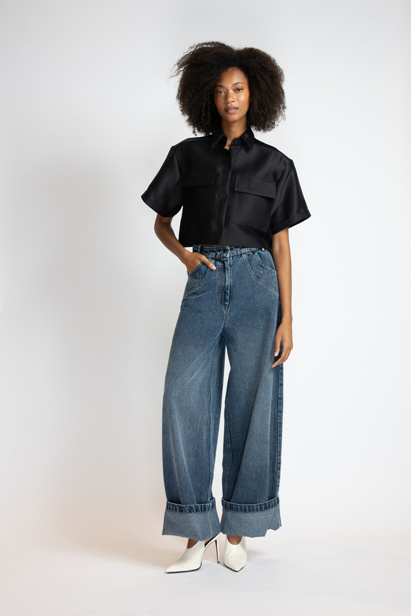 Rinsed Indigo Denim Trousers 1