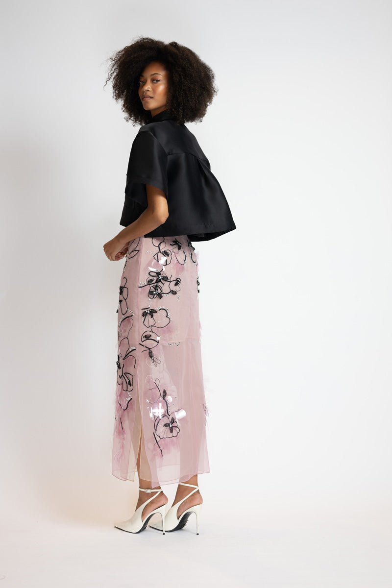 Camellia Organza Glass Petal Embroidery Skirt 4