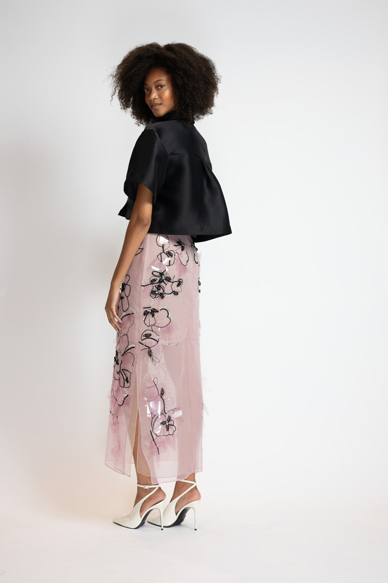 Camellia Organza Glass Petal Embroidery Skirt 5