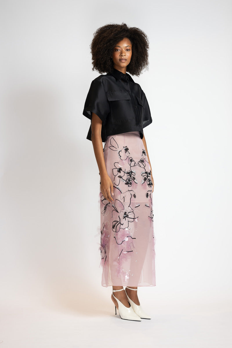 Camellia Organza Glass Petal Embroidery Skirt 3