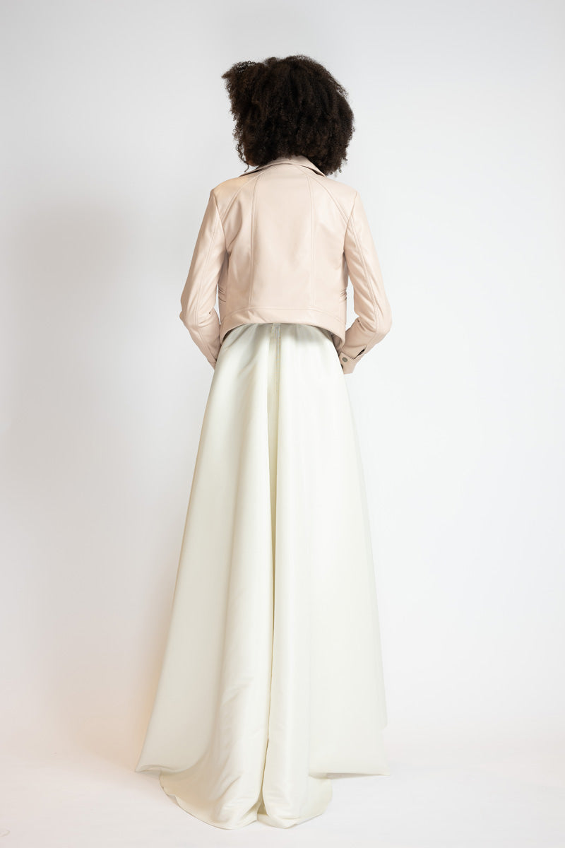 Buff Vegan Leather Motto Jacket 4