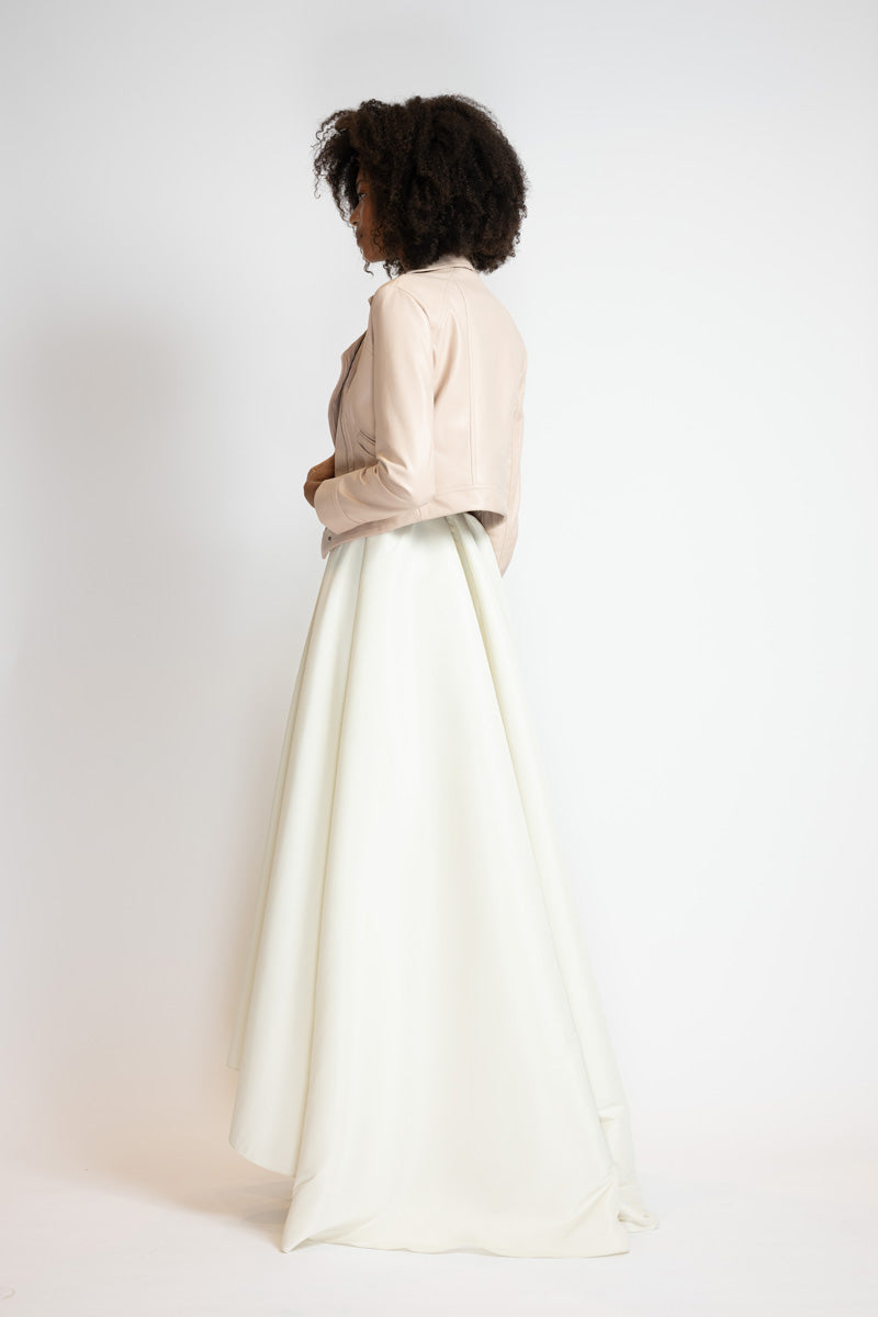 Buff Vegan Leather Motto Jacket 3