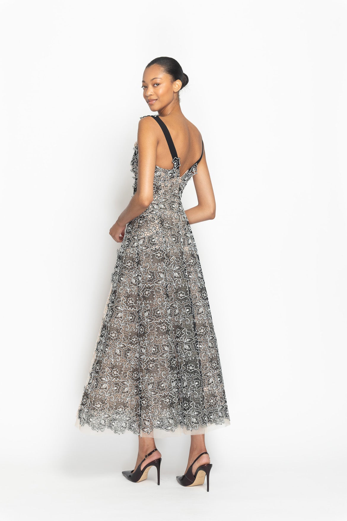 Dual Color Belle Fleur Lace Dress with Harness Detail Side Two