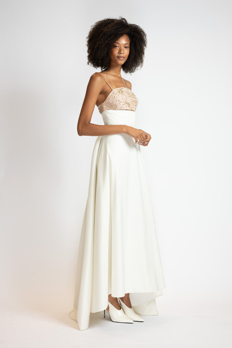 White Faille Embroidered Bodice 4
