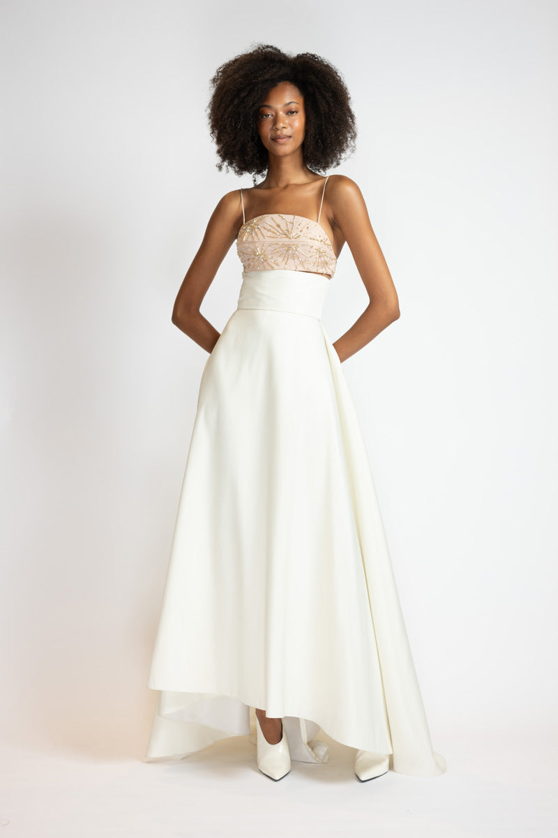 White Faille Embroidered Bodice 2