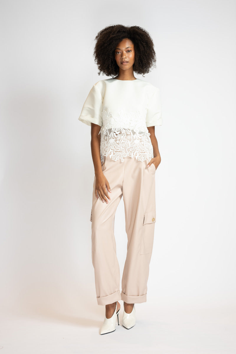 Buff Leather Cargo Pants 1