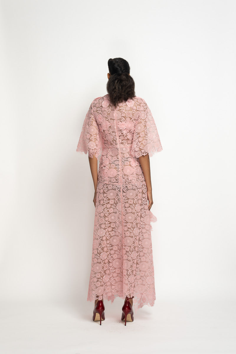 Blossom Pink Smita Lace Dress with Asymmetric Hem 5