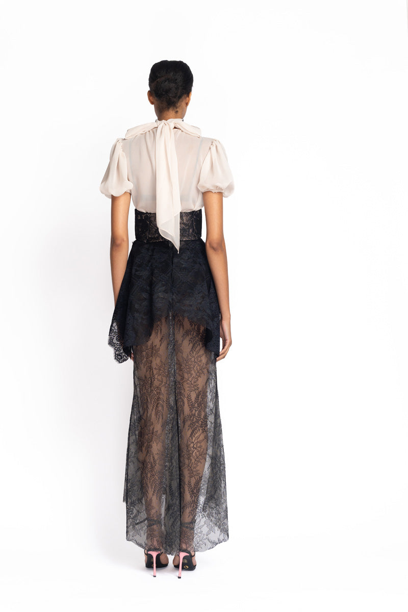 Onyx Chantilly Lace Corset Skirt 5