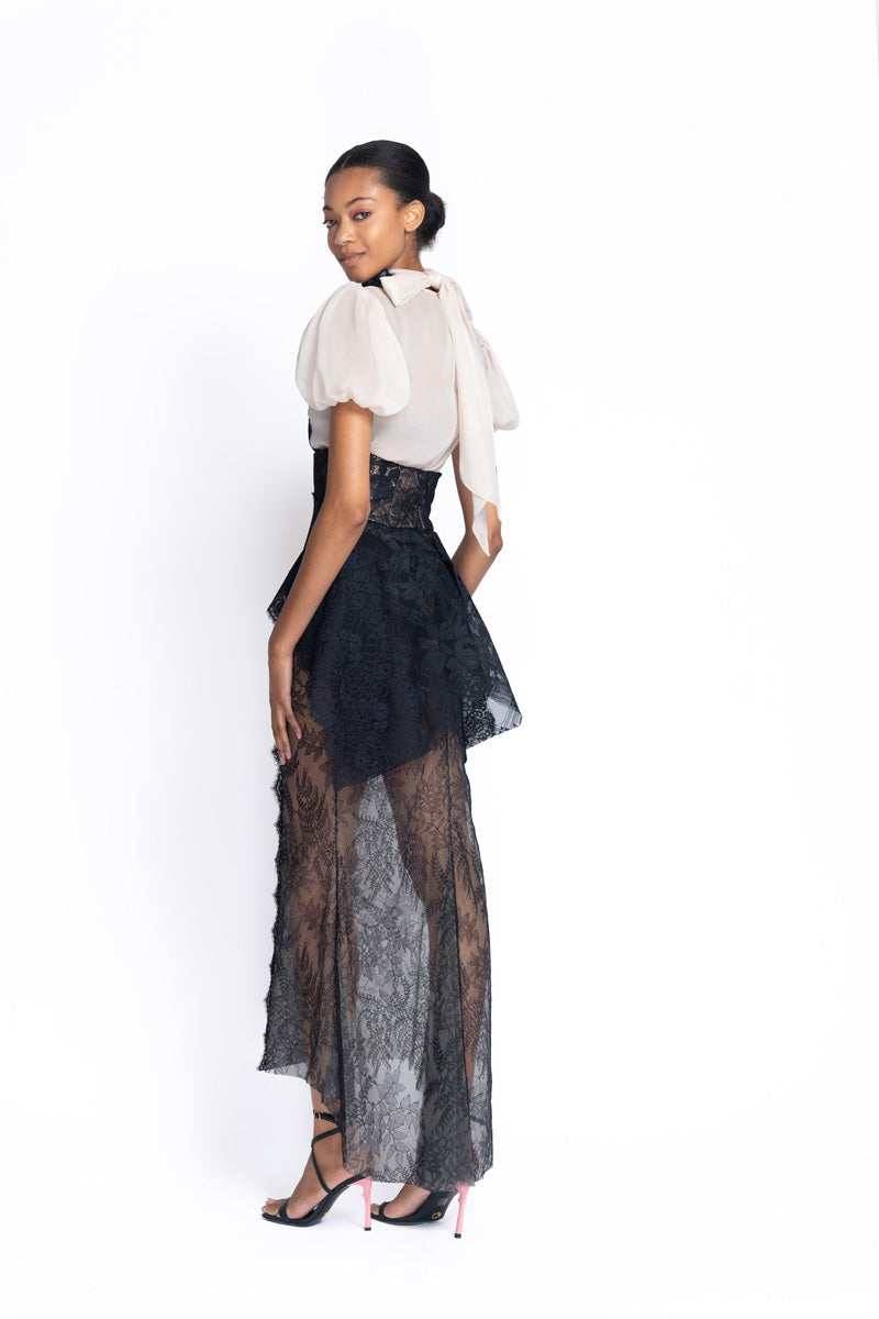 Onyx Chantilly Lace Corset Skirt 4