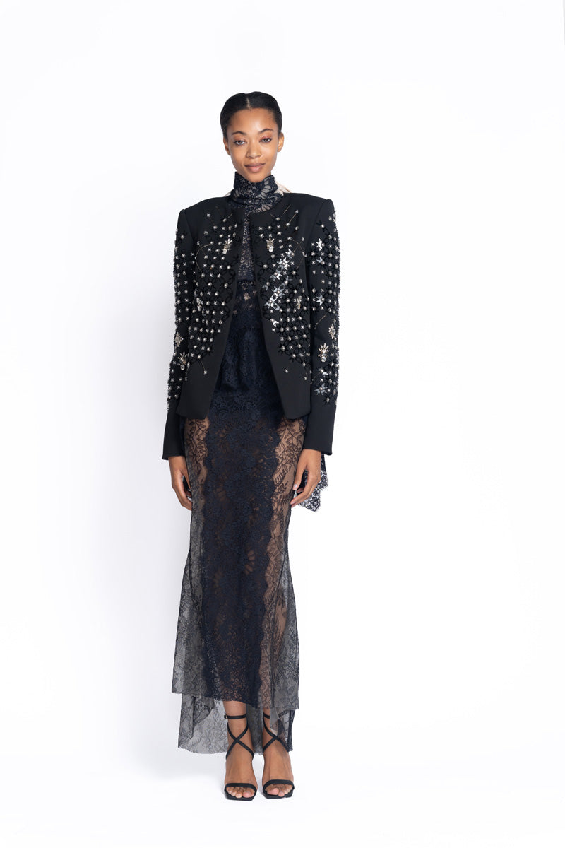 Stella Embroidered Onyx Cady Jacket 2