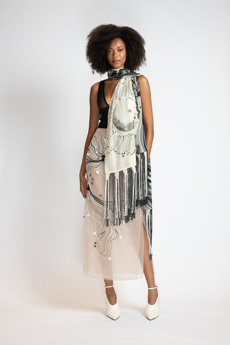 Pantone Dualities Night Fringed Scarf 2