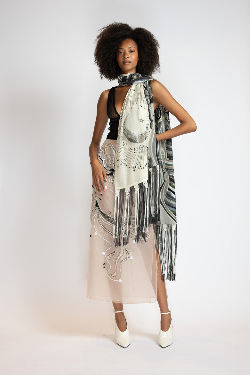 Pantone Dualities Night Fringed Scarf 4