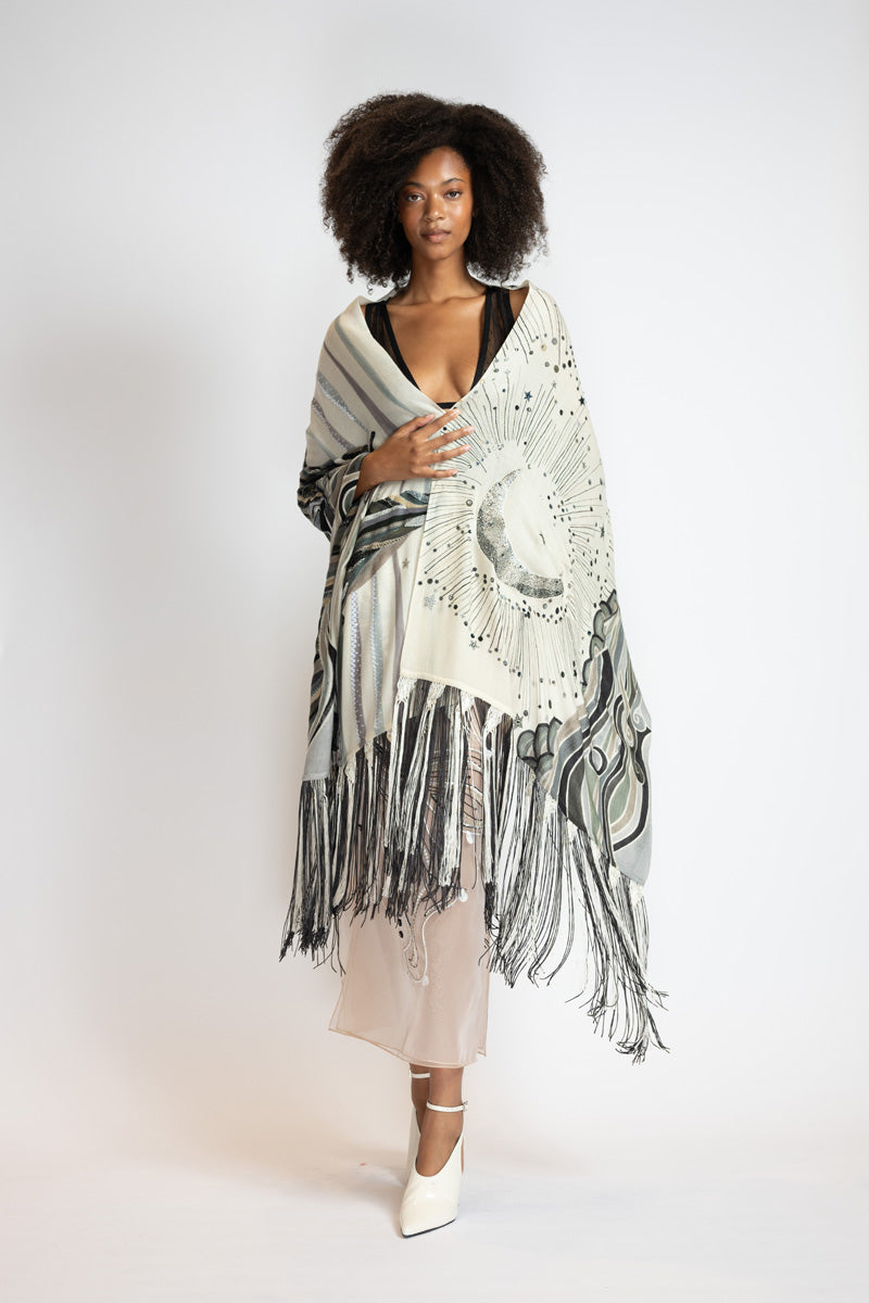 Pantone Dualities Night Fringed Scarf 1