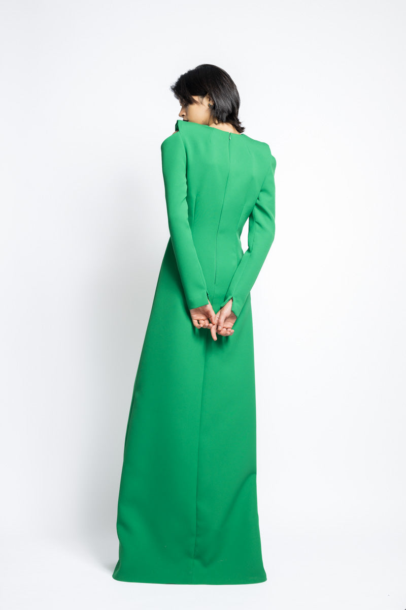 Morning Glory Crystal Embroidery Cady Gown With Sleeves 5