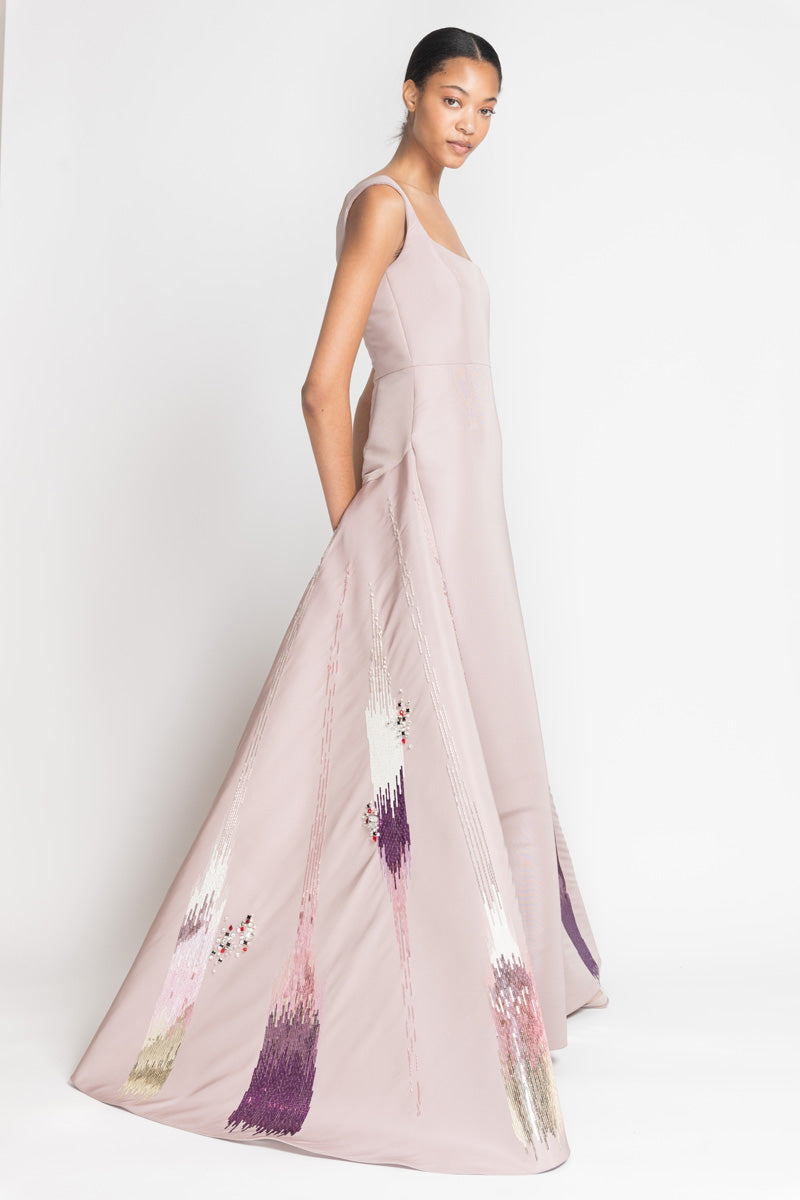 Mauve Faille Gown With Odisha Ikat Embroidery 3